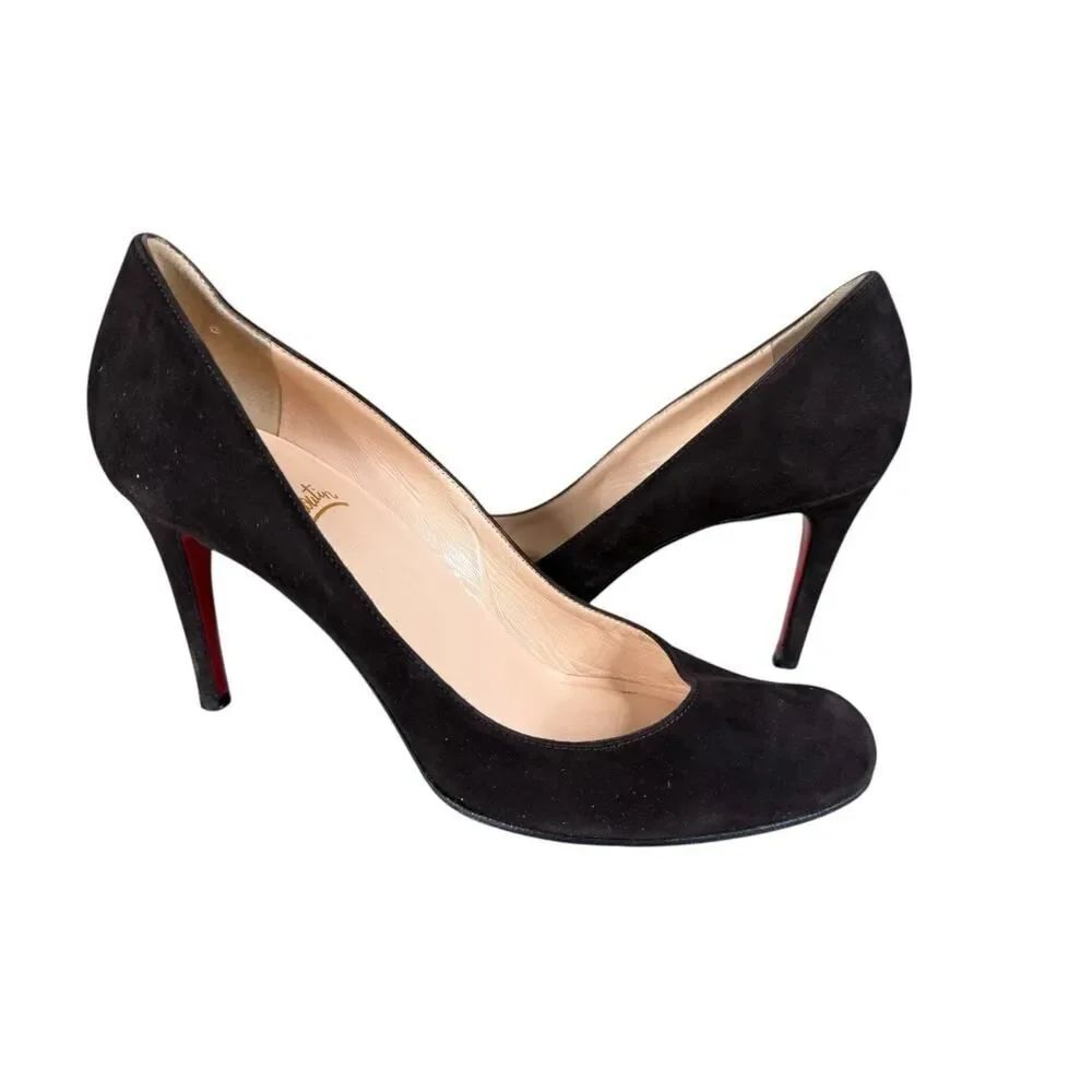 Christian Louboutin Dark Brown Suede Pumps Heels Red Sole Classic 38.5